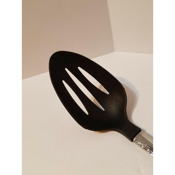 Cuisinart Black Nylon Slotted Strainer Spoon Stainless Steel Rubber Handle 13" - Picture 3 of 9